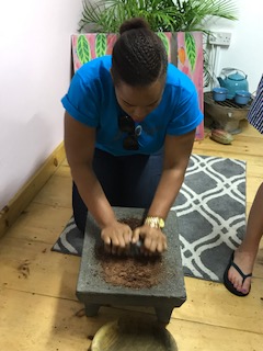 Grinding Cocoa. The aroma was so divine!